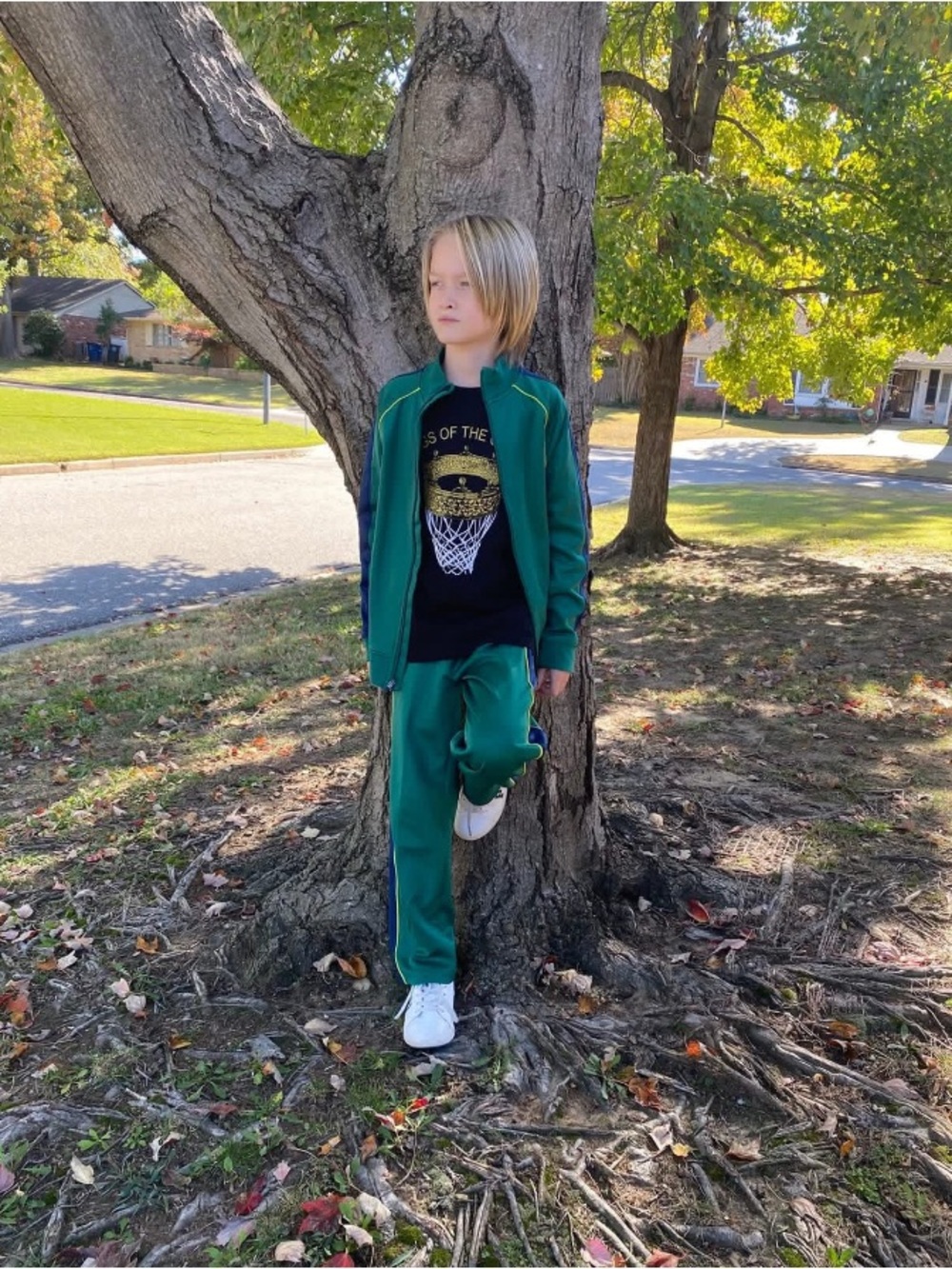 Old Navy Green with navy & yellow accents tracksuit